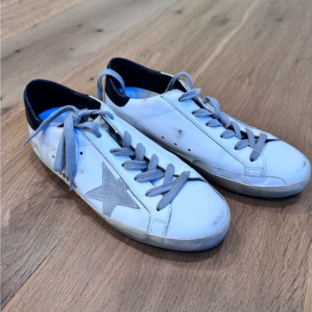 Golden Goose White and Gray Star Sneakers